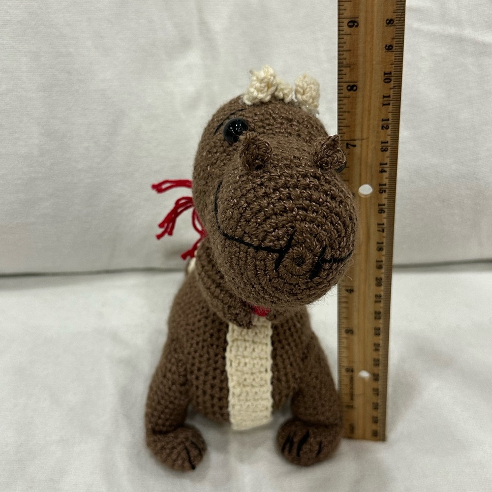 Adorable Brown and Cream Stuffed Dino Toy